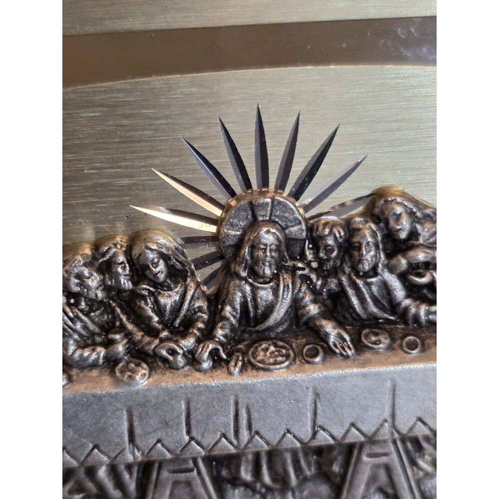 The Last Supper - Glass and Brass Plaque vintage Italy